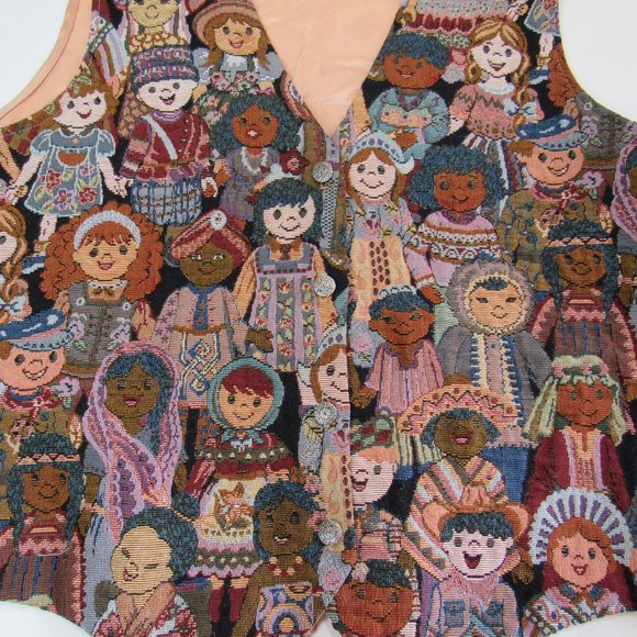 Vintage Mustang Women's Tapestry Vest CHILDREN OF THE WORLD Size 2X - Picture 3 of 7